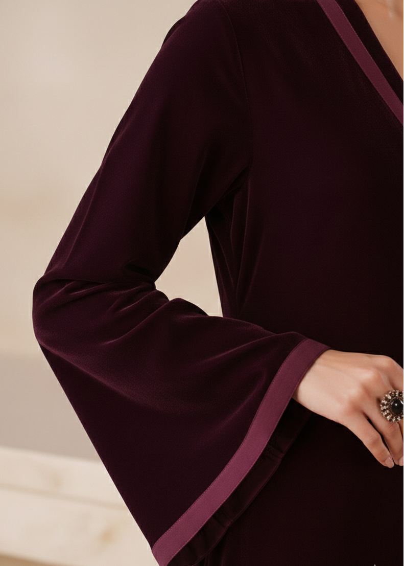 C-S 045- STITCHED 2PC VELVET CO-ORD SET.