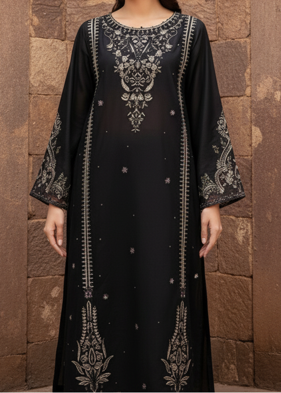 Grace W309- Embroidered 2pc Linen dress