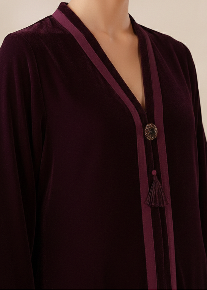 C-S 045- STITCHED 2PC VELVET CO-ORD SET.