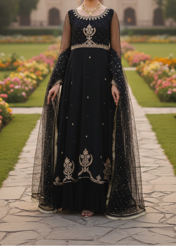 Grace W278-Embroidered 3pc organza dress with Net duppata.