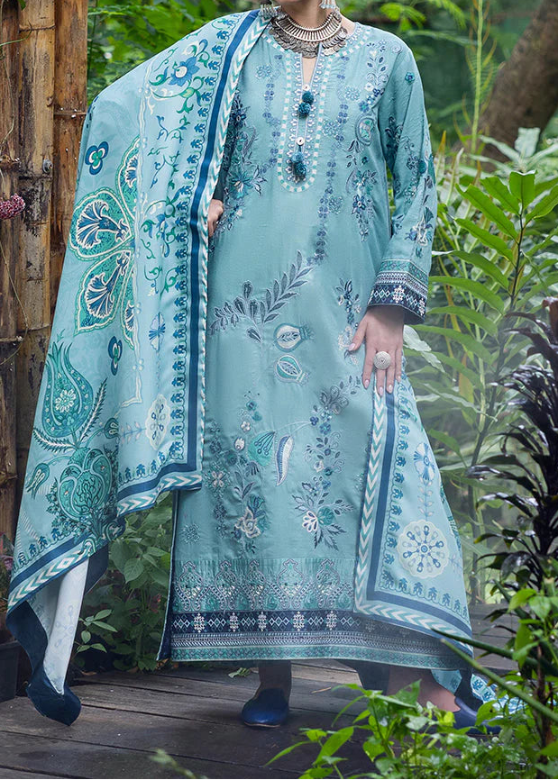 Grace S1445-Embroidered 3pc Lawn Dress With Printed Lawn Dupatta.