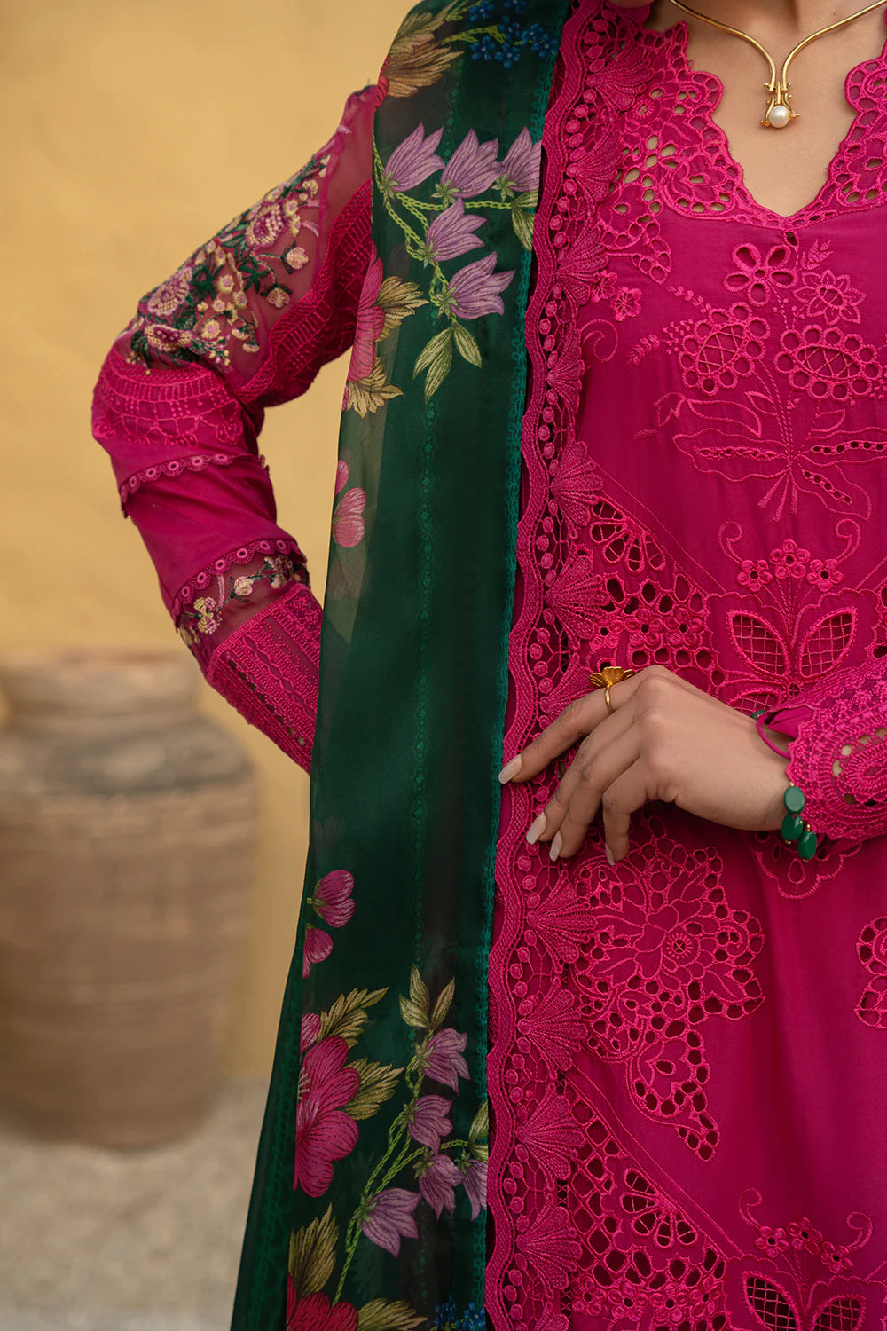 Grace S1511 - Embroidered 3pc CHIKANKARI Lawn Dress With Printed Lawn Dupatta.