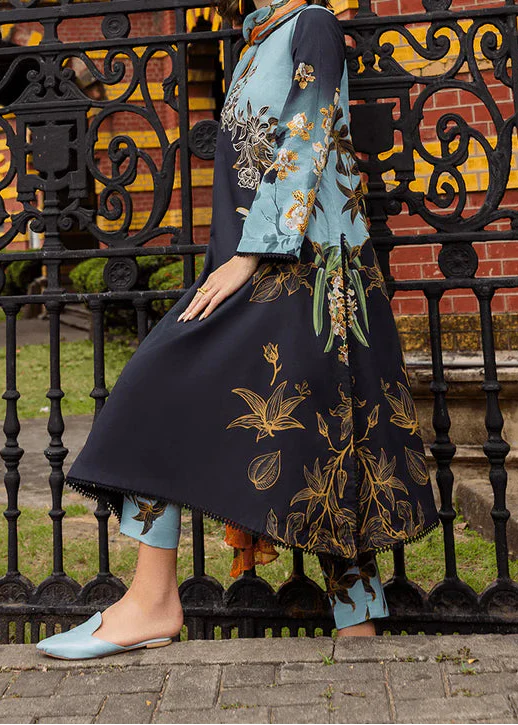 Grace Z-(W810 ) - Stitched Digital Printed 3pc Karandi Dress With Digital Printed Karandi Shawl.