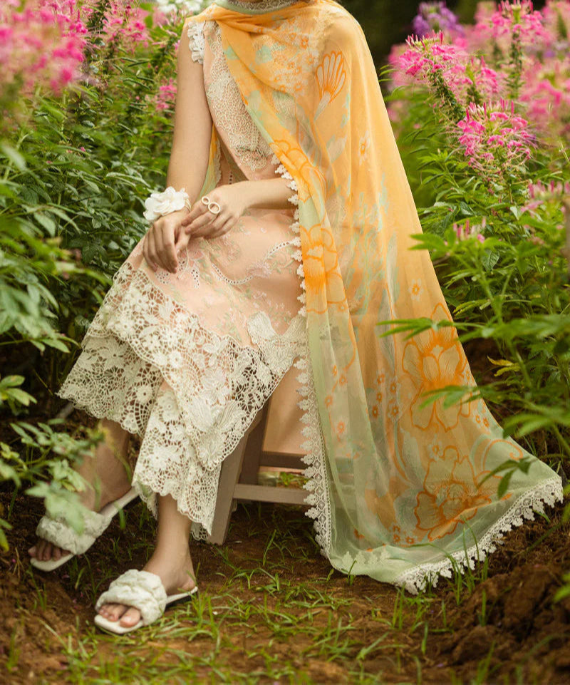 Grace S1238-Embroidered 3pc CHIKANKARI Lawn Dress With Printed Munar Dupatta.