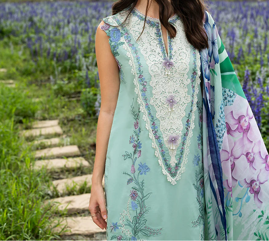 Grace S1460 - Embroidered 3pc Lawn Dress With Printed Lawn Dupatta.
