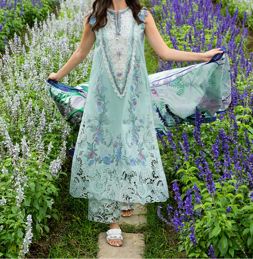 Grace S1460 - Embroidered 3pc Lawn Dress With Printed Lawn Dupatta.