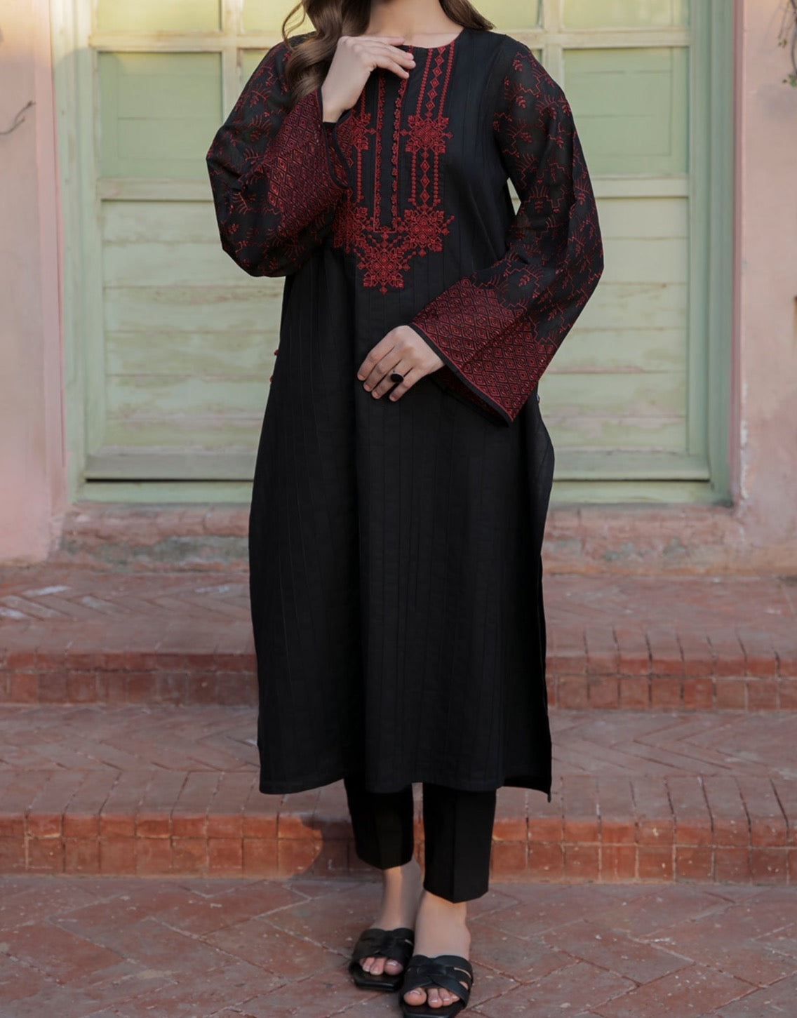 Grace W438-Embroidered 2pc khaddar dress