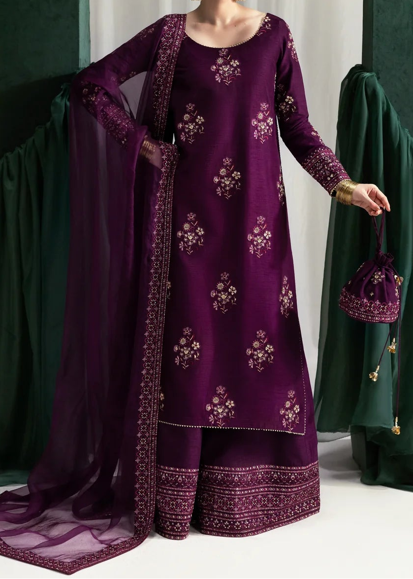 Grace W774 - Embroidered Sequence 3pc Marina Dress With Embroidered Sequence Chiffon Dupatta.