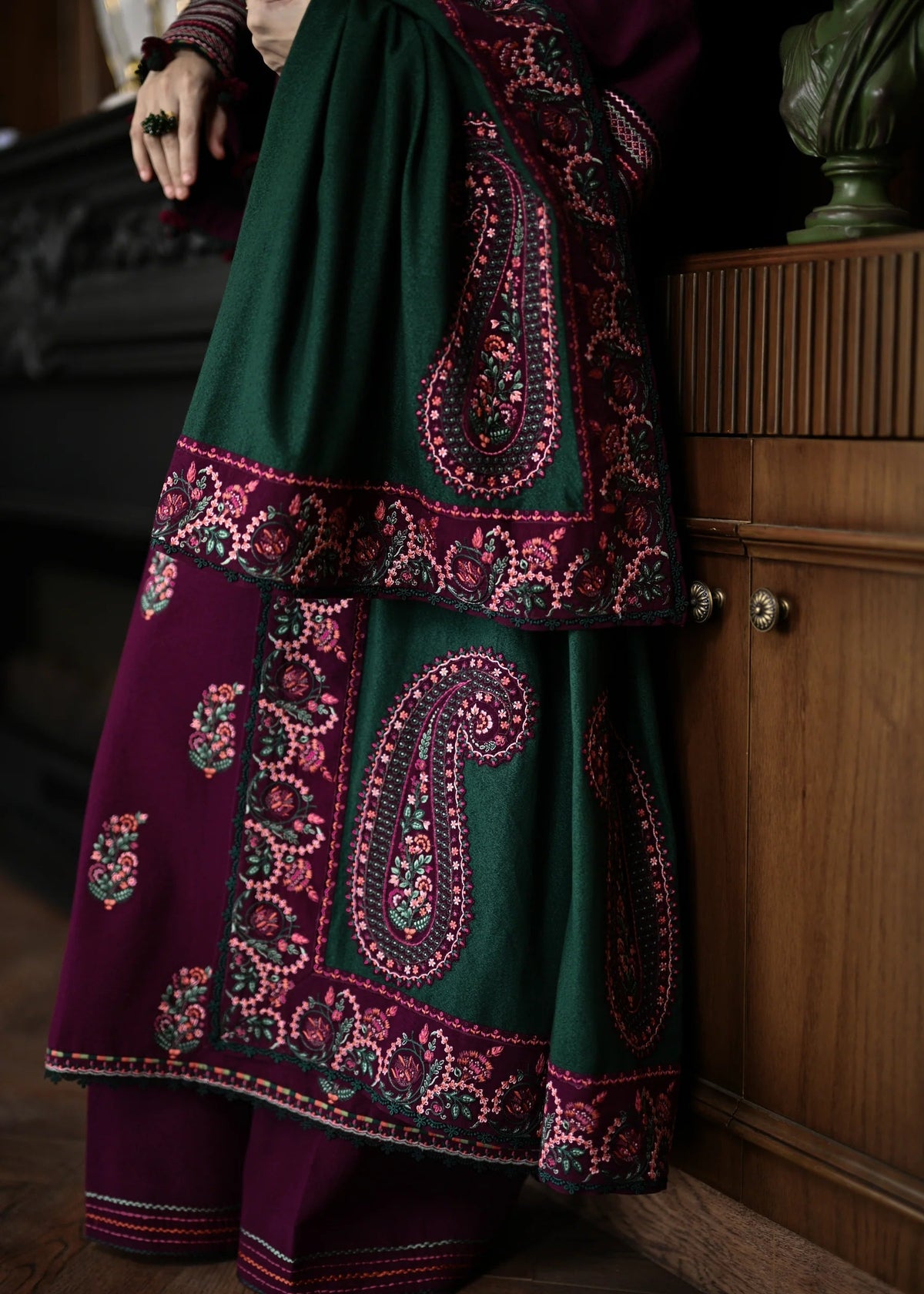 Grace W775 - Embroidered 3pc Marina Dress With Embroidered Marina Shawl.