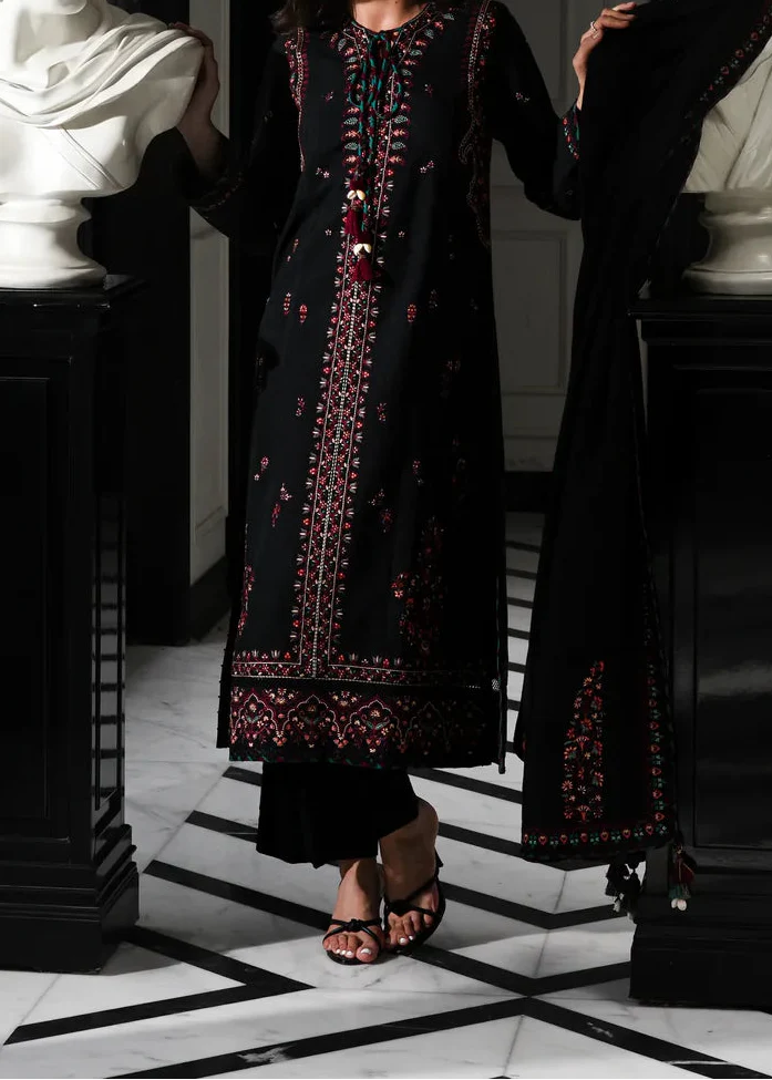 Grace Z-(W895) - Stitched Embroidered 3pc Marina Dress With Embroidered Marina Shawl.