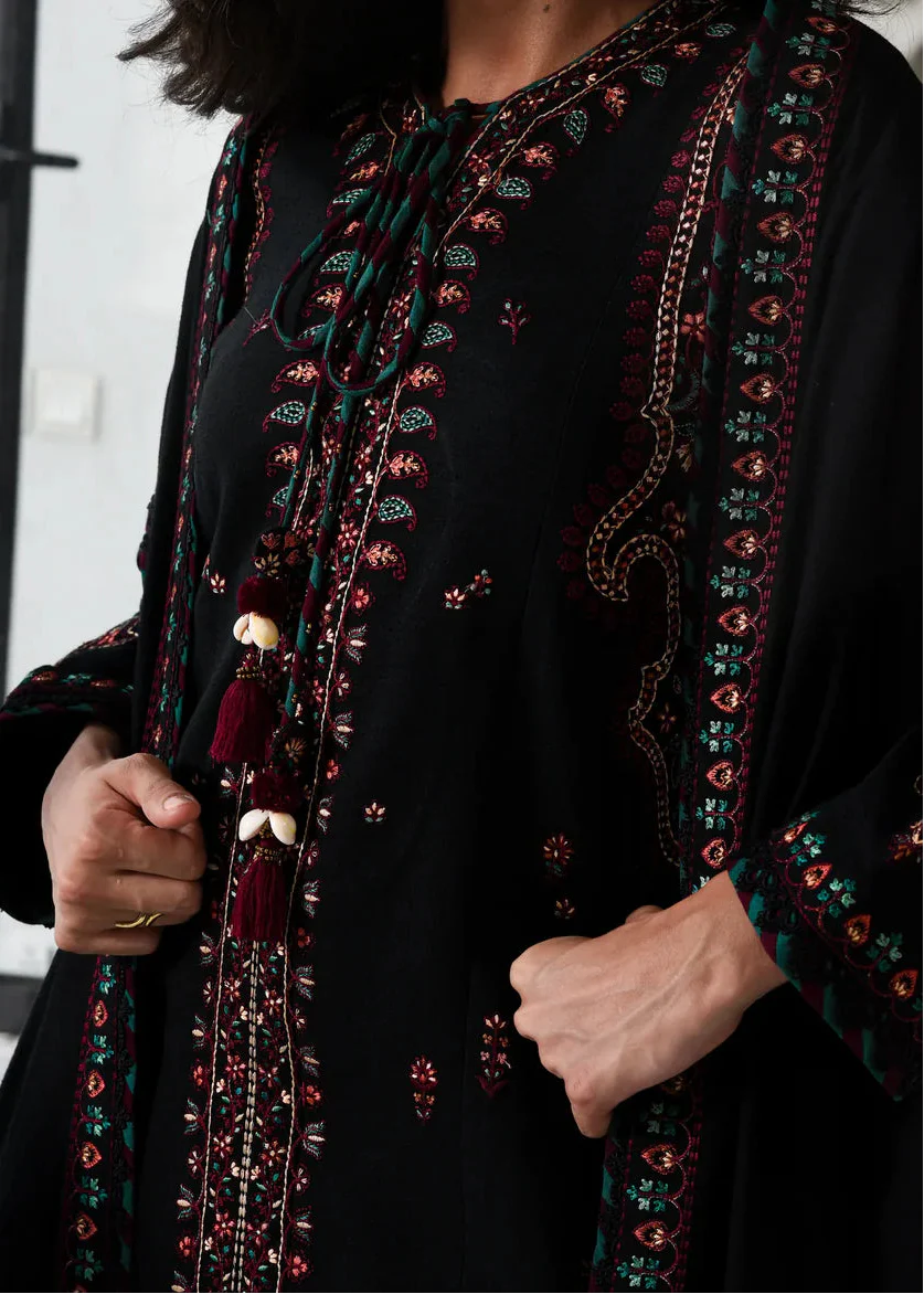 Grace Z-(W895) - Stitched Embroidered 3pc Marina Dress With Embroidered Marina Shawl.