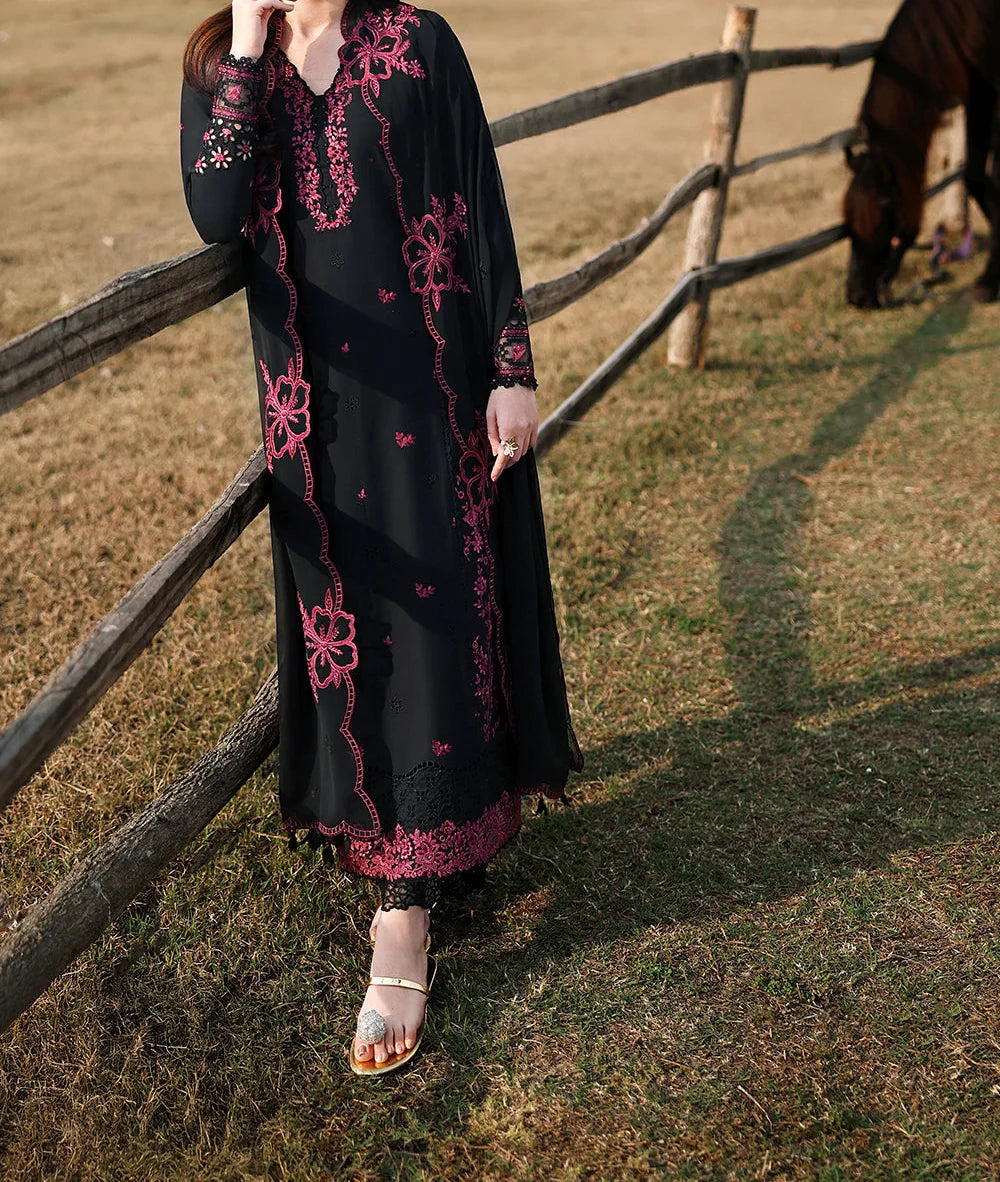 Grace Z-(S1457) - Stitched Embroidered 3pc CHIKANKARI Lawn Dress With Embroidered CHIKANKARI Chiffon Dupatta.