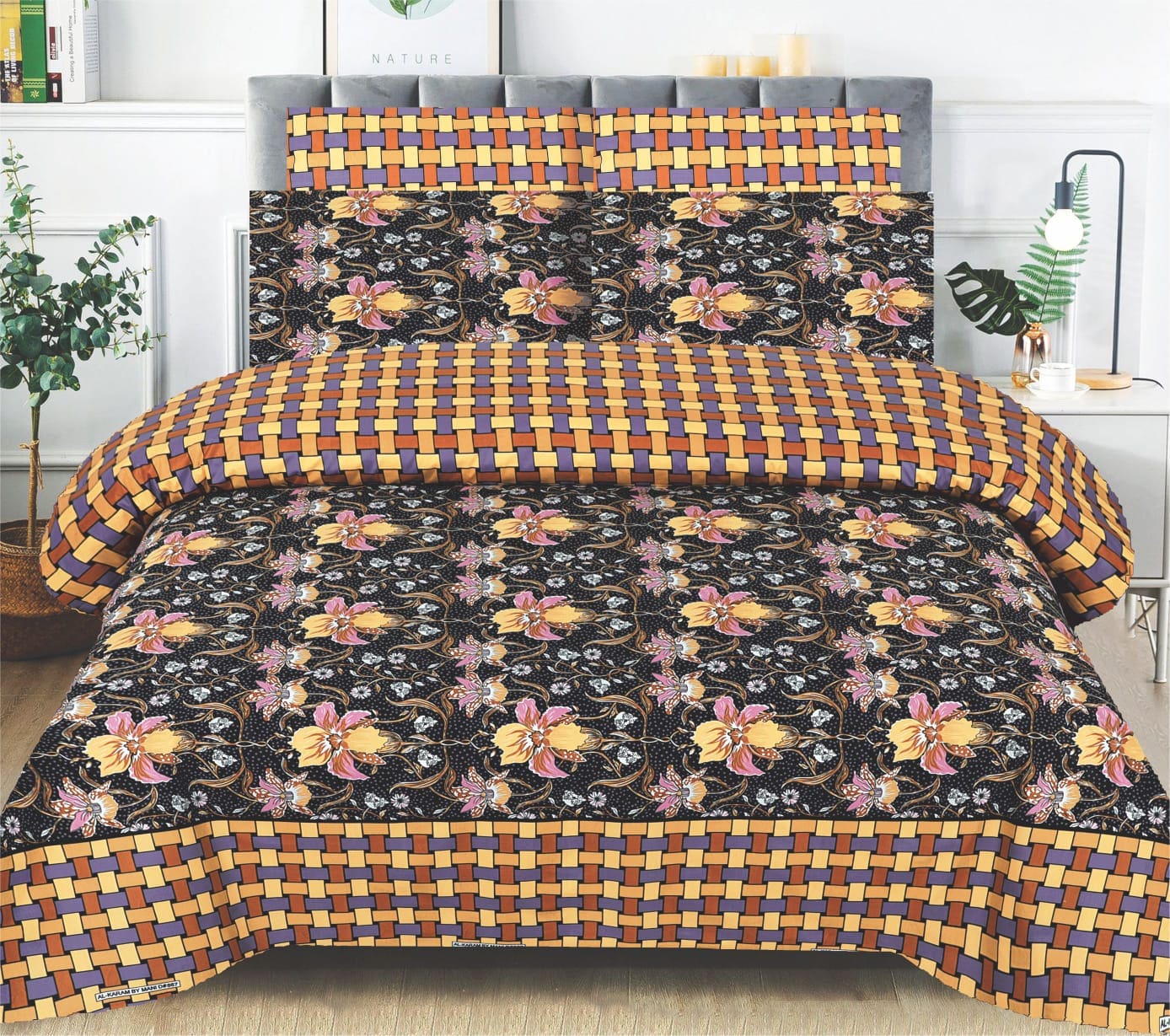 Grace D938- 6 pc summer Comforter Set with 4 pillow covers