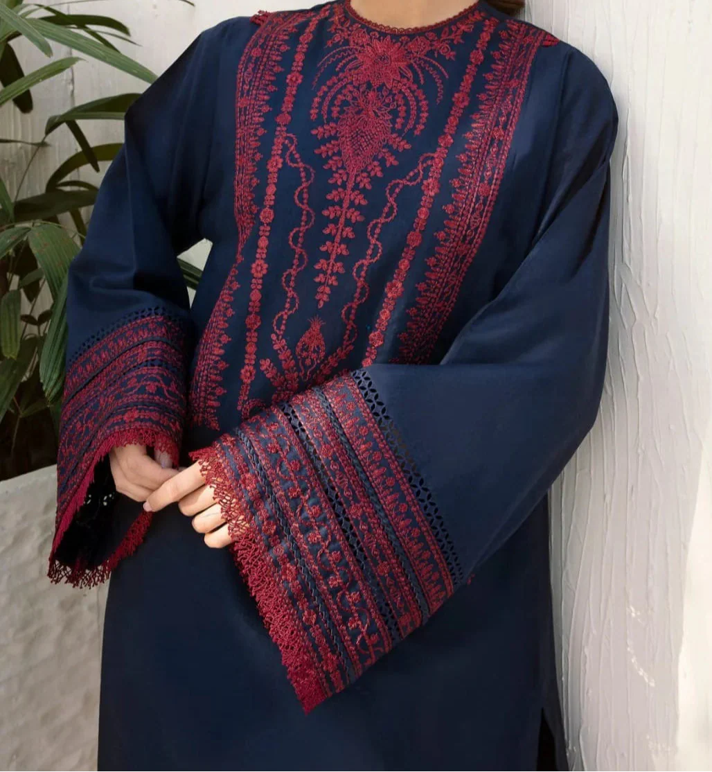 Grace Z-(W681) - Stitched Embroidered 2pc Linen dress