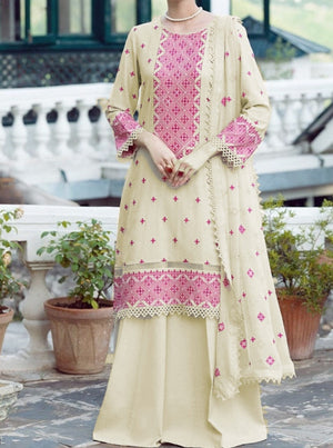 Grace S406-Embroidered 3pc lawn dress with embroidered chiffon dupatta.