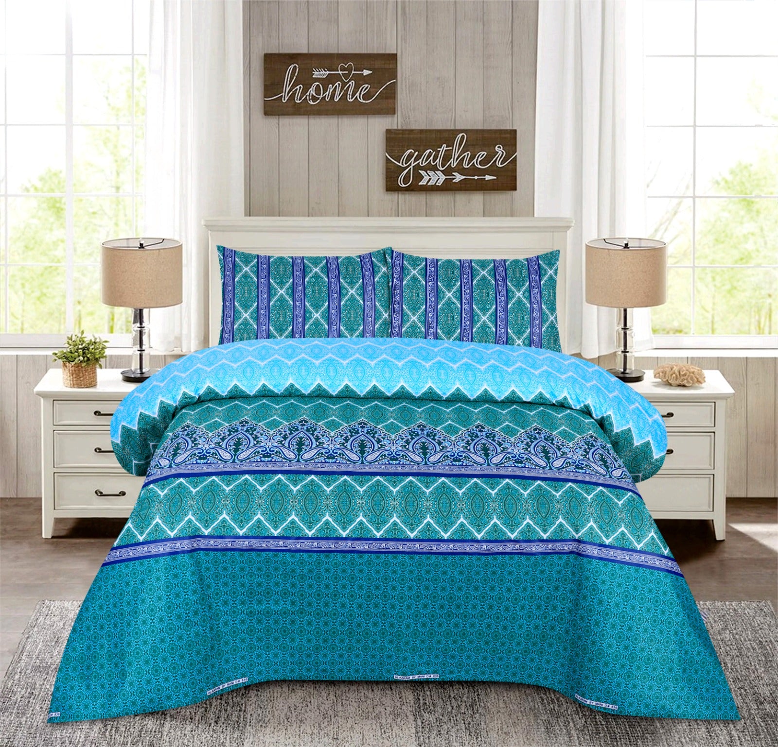 Grace D1003- 6 pc summer Comforter Set with 4 pillow covers