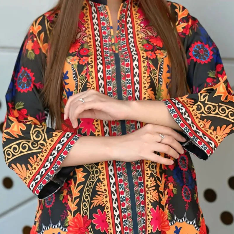 Grace W968- Digital Printed 2pc Karandi Dress.