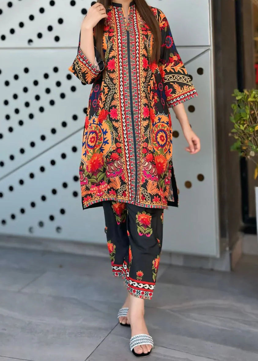 Grace W968- Digital Printed 2pc Karandi Dress.