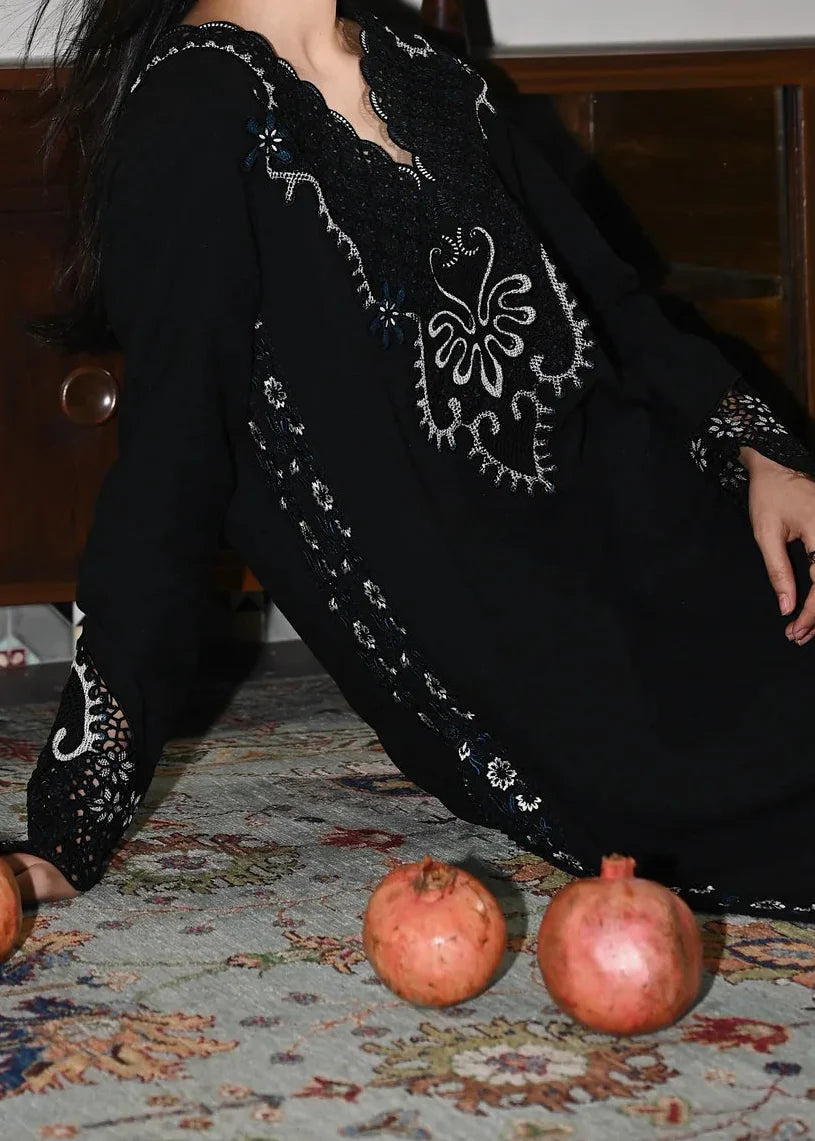 Grace Z-(W904) - Stitched Embroidered 3pc Marina Dress With Embroidered Marina Shawl.