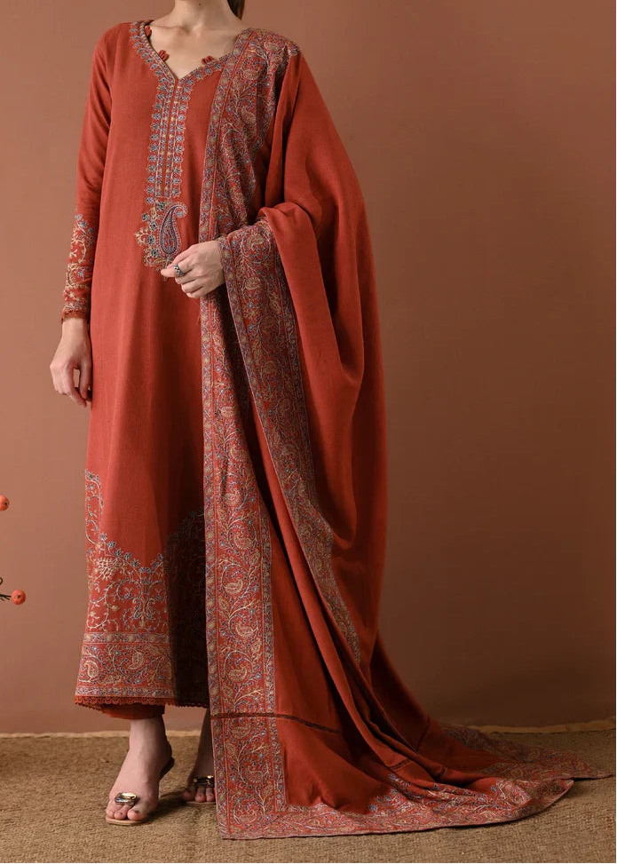 Grace W975-Embroidered 3pc Marina Dress With Embroidered Marina Shawl.