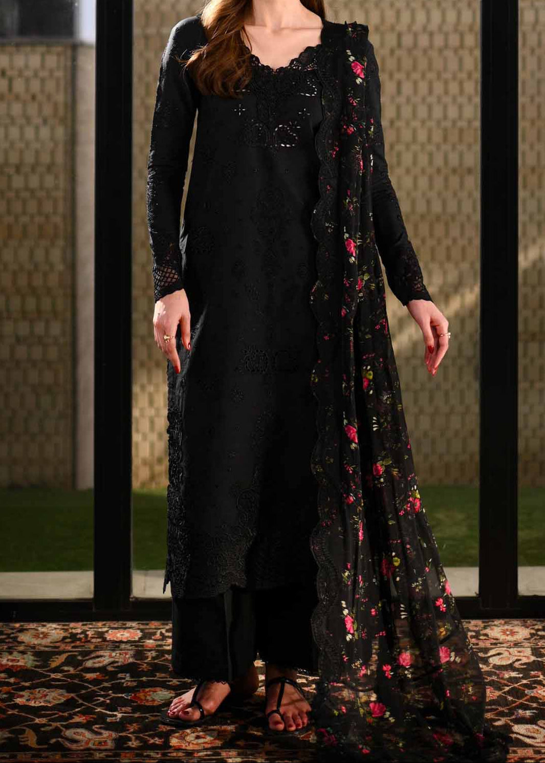 Grace S1438-Embroidered 3pc Lawn Dress With Printed Lawn Dupatta.