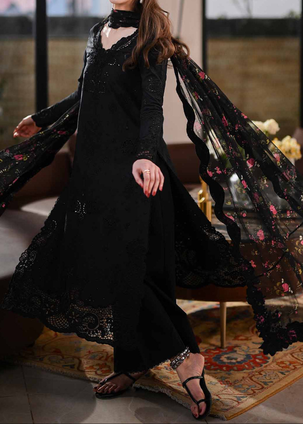 Grace S1438-Embroidered 3pc Lawn Dress With Printed Lawn Dupatta.