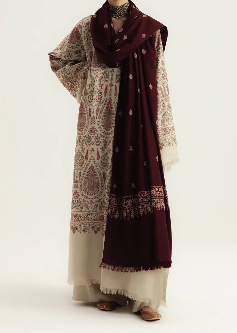 Grace W979-Embroidered 3pc Marina Dress With Printed Shawl.