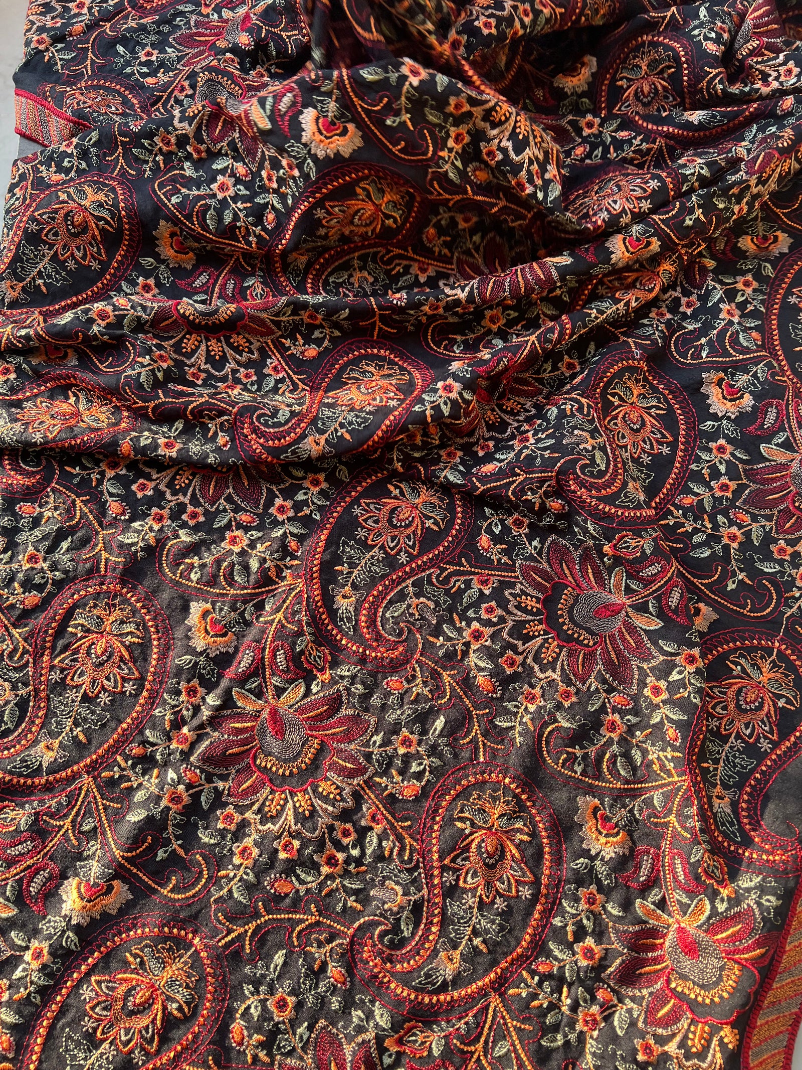 Sarinnah D13 Black - Formal heavy Embroidered Karandi Shawl