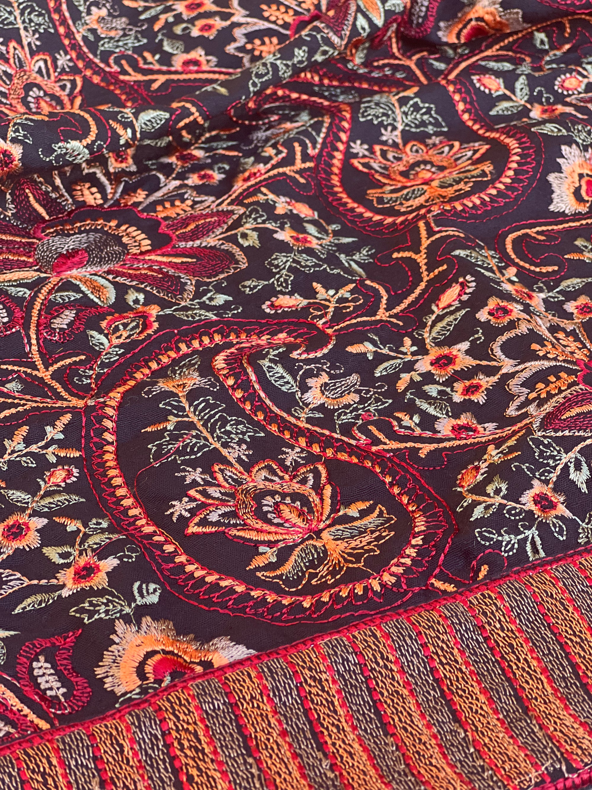 Sarinnah D13 Black - Formal heavy Embroidered Karandi Shawl