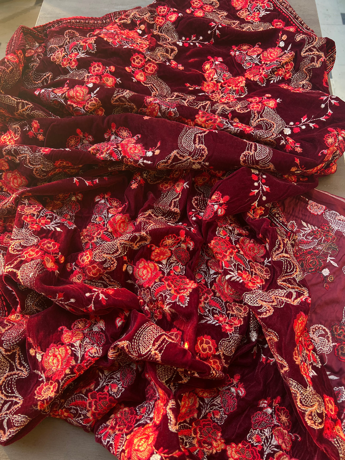 Sarinnah Premium 33-Embroided Fine quality Velvet shawl.
