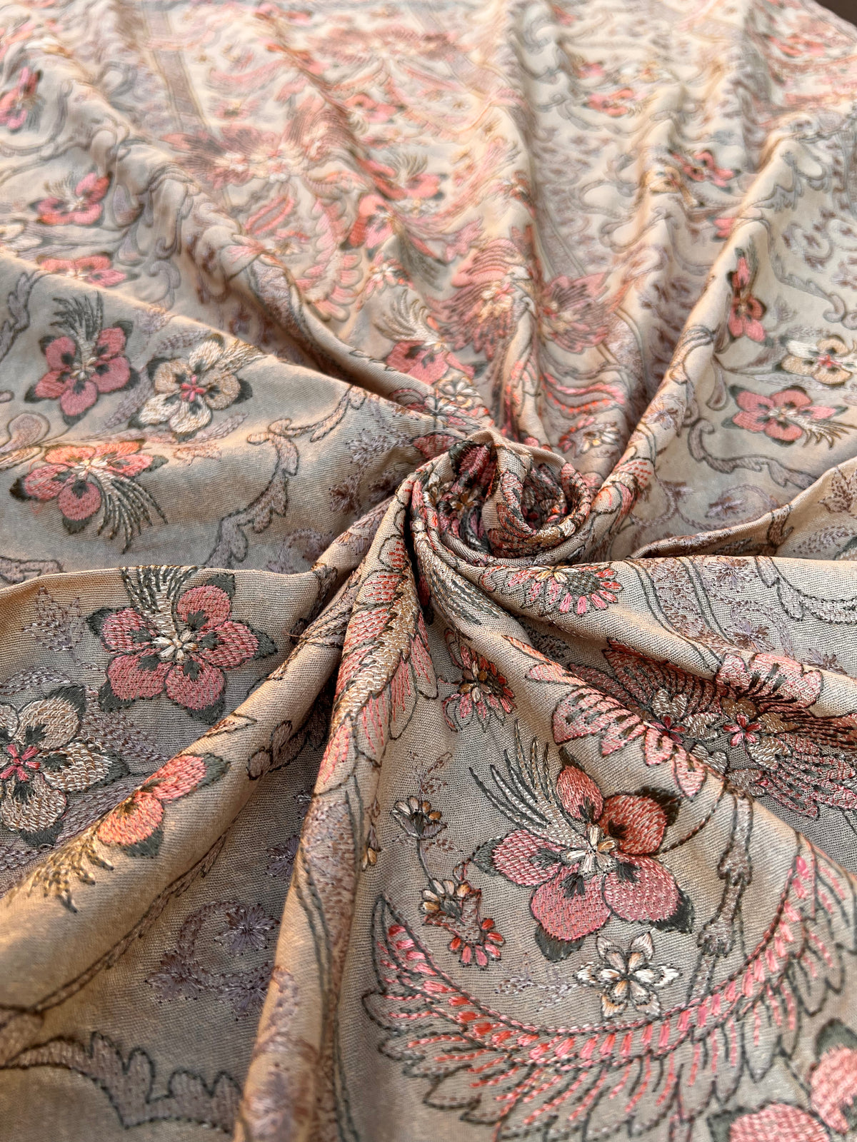 Sarinnah Premium D40-Luxury Formal Heavy Embroidered Karandi Shawl.