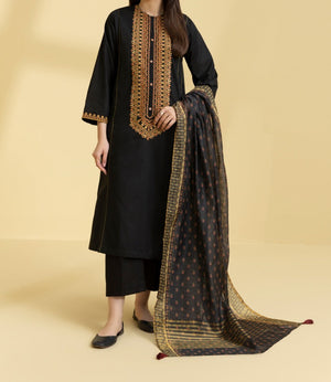 Grace S383 -Embroidered 3pc lawn dress with printed silk dupatta.
