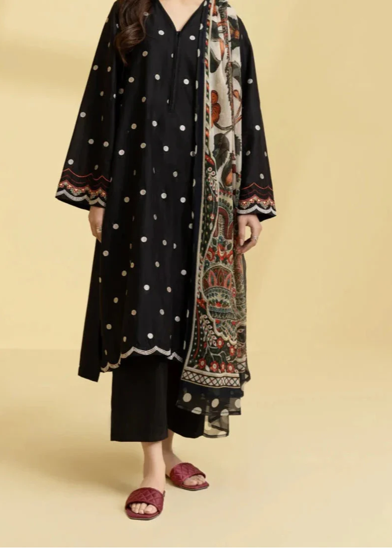 Grace W739-Embroidered 3pc Marina Dress With Printed Shawl.