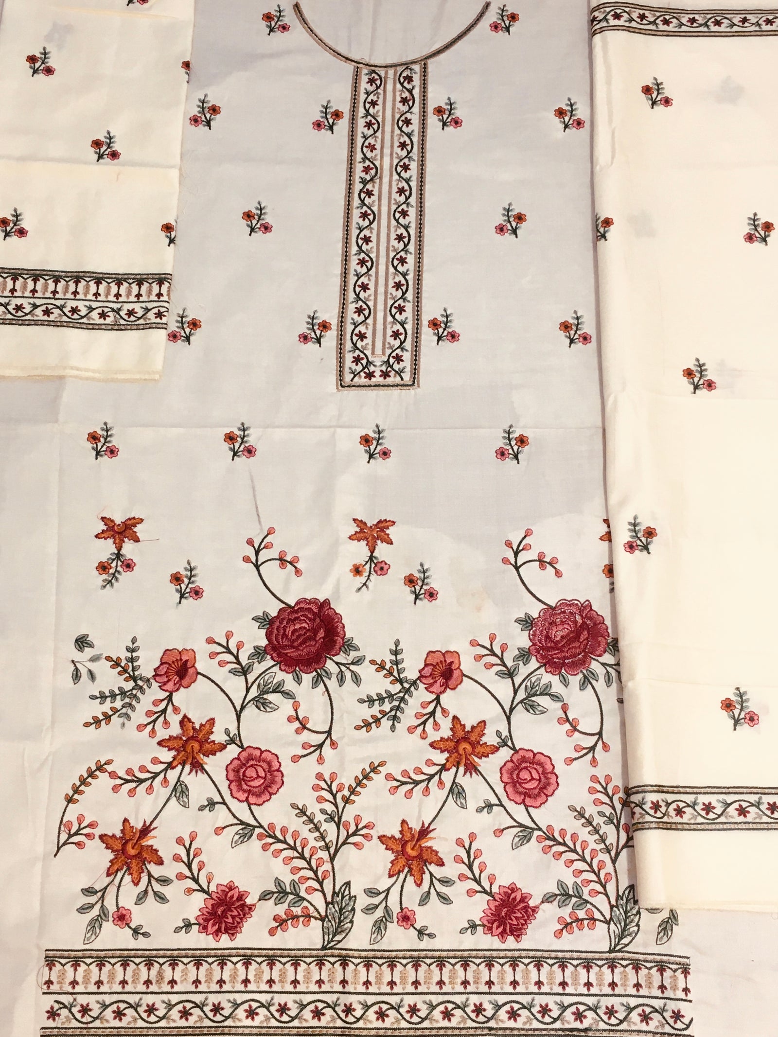 Grace W238-Embroidered 3pc marina dress with Embroidered marina shawl.