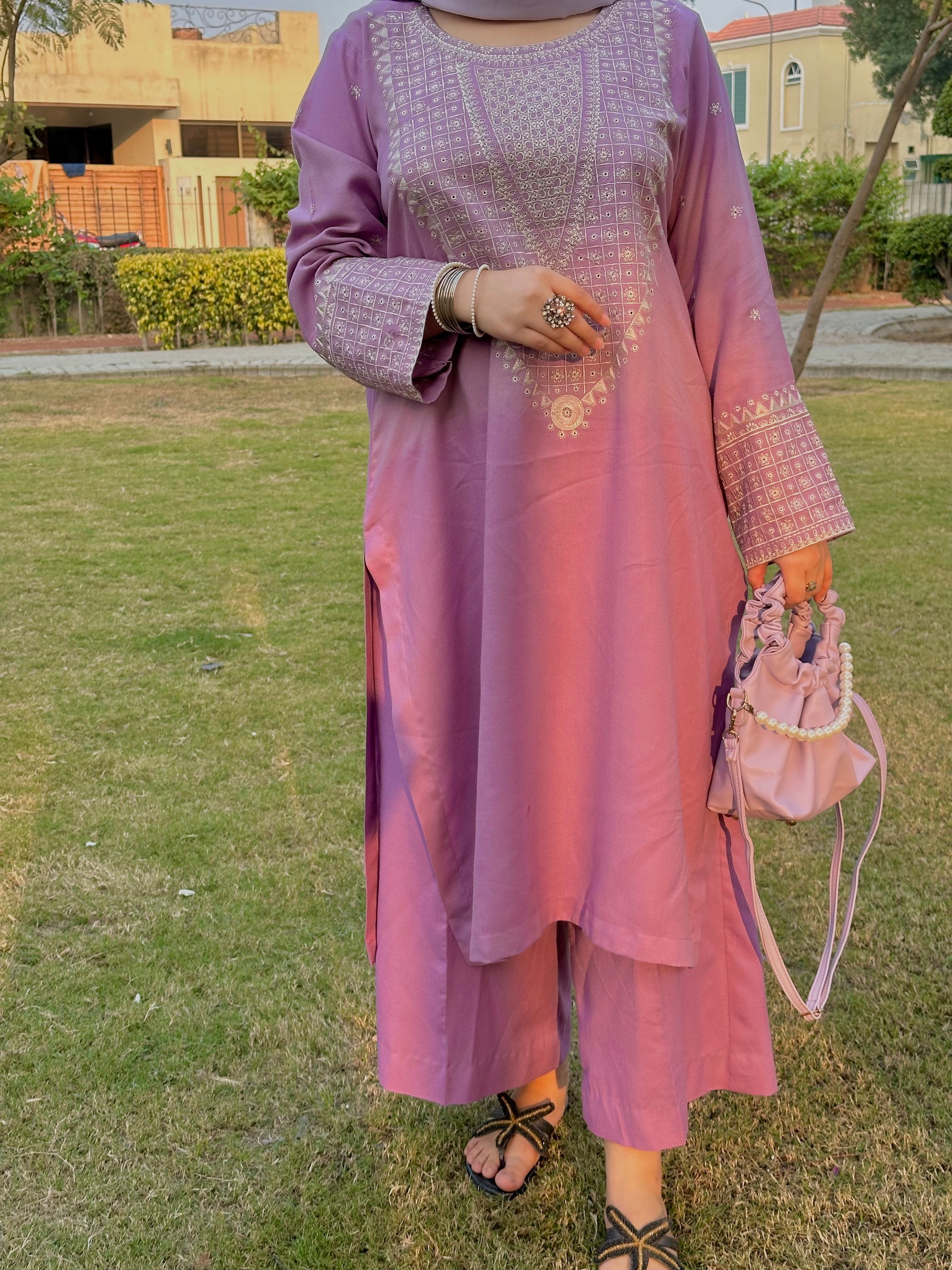 Grace Z-(W798) - Stitched Embroidered 2pc Marina Dress