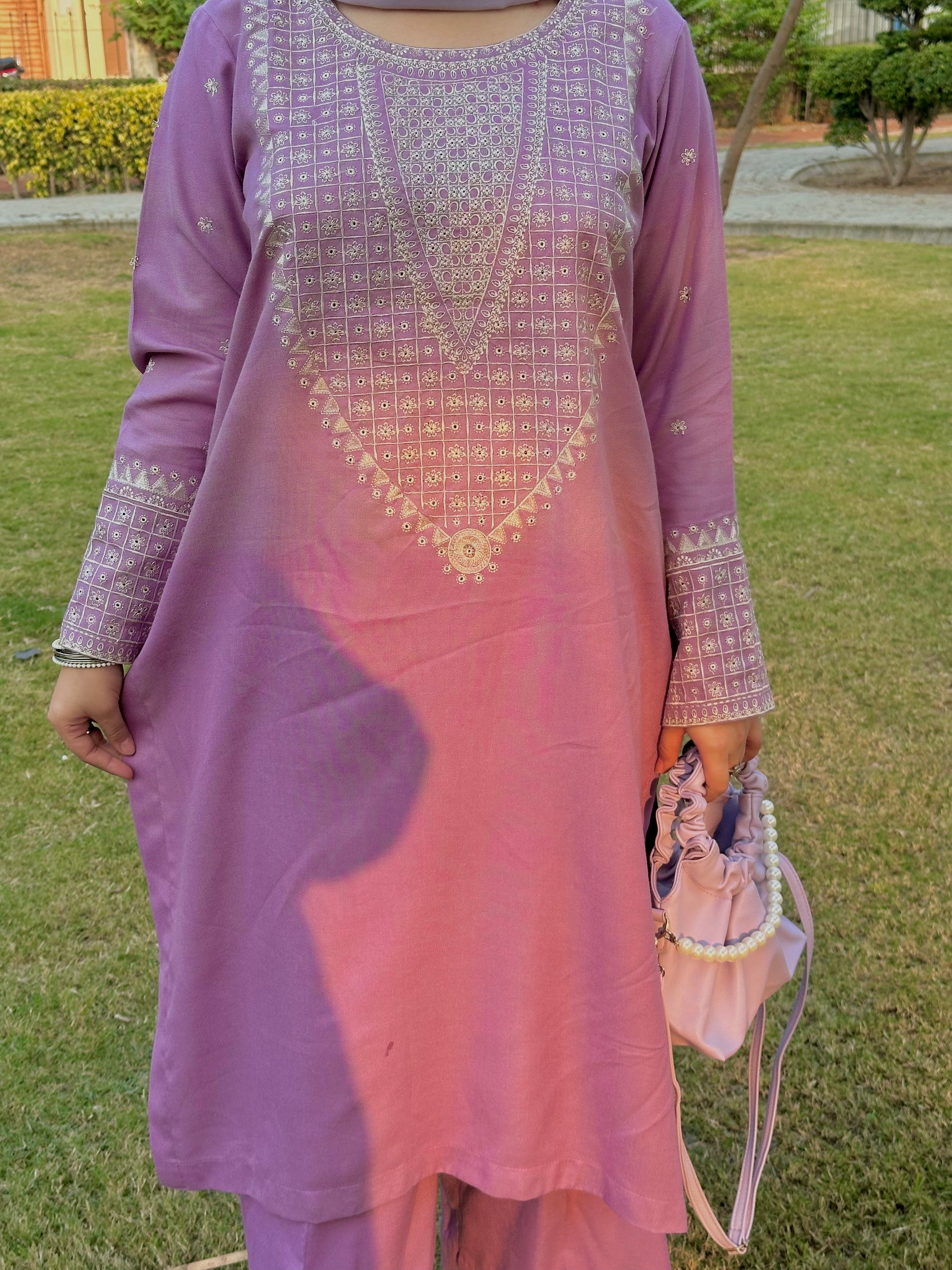 Grace Z-(W798) - Stitched Embroidered 2pc Marina Dress