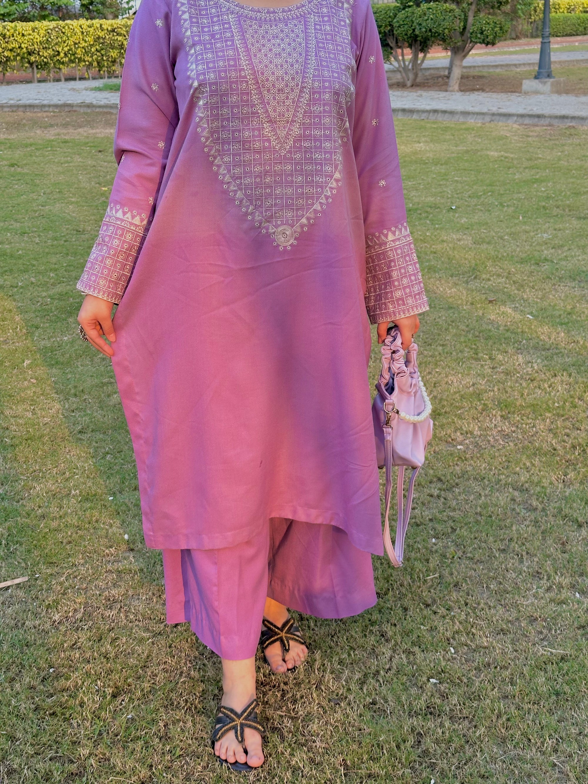 Grace Z-(W798) - Stitched Embroidered 2pc Marina Dress