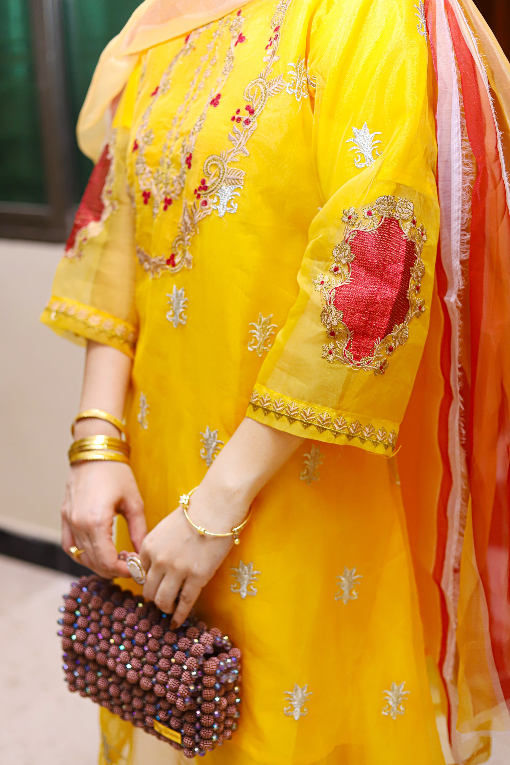 Grace W476-Embroidered 3pc organza dress with Embroidered Organza Duppata.