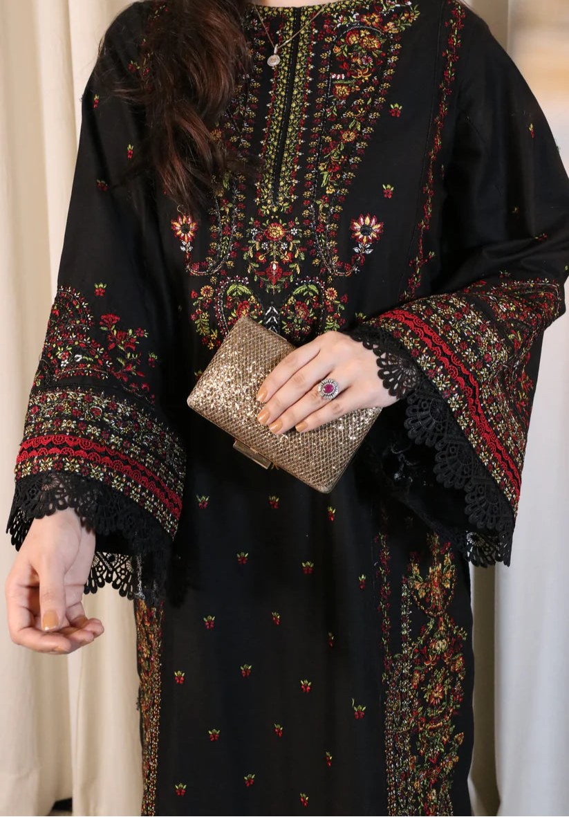 Grace S1228-Embroidered 3pc Lawn Dress With Embroidered Chiffon Dupatta.