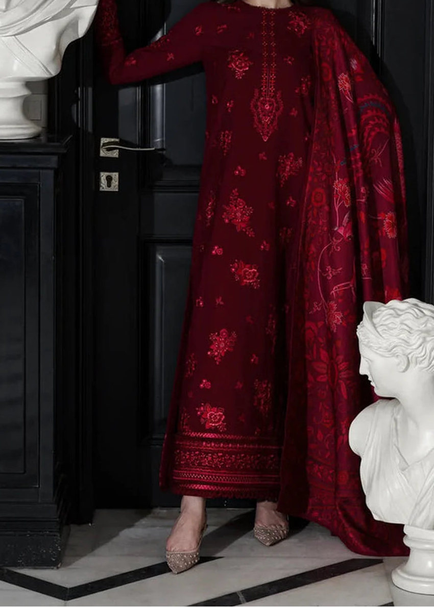 Grace W896-Embroidered 3pc Marina Dress With Printed Shawl.