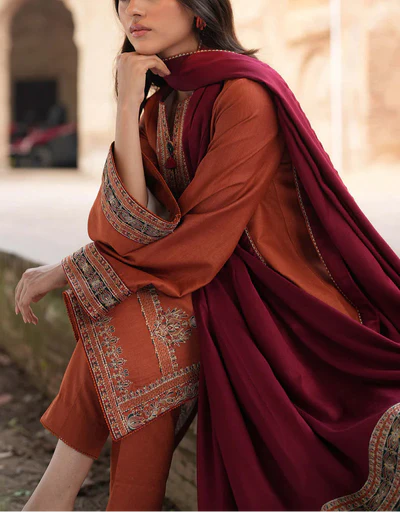 Grace Z66- Stitched Embroidered 3pc Lawn dress with Printed Munar Dupatta.