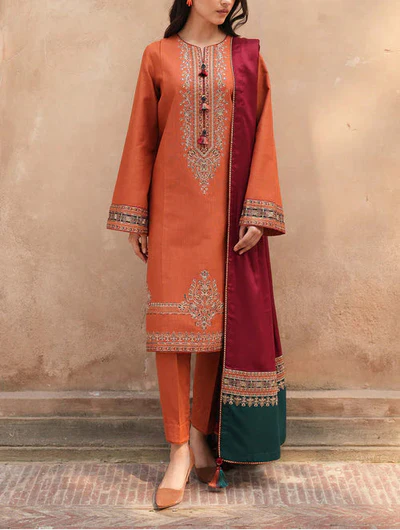 Grace Z66- Stitched Embroidered 3pc Lawn dress with Printed Munar Dupatta.