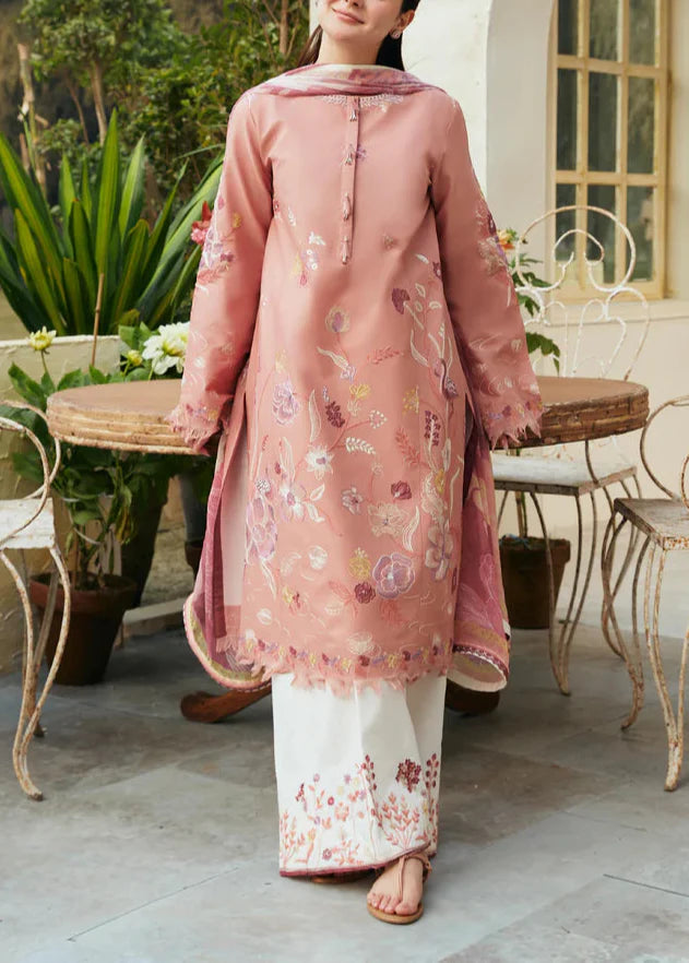 Grace Z110- Stitched Embroidered 3pc Lawn Dress With Printed Munar Dupatta.