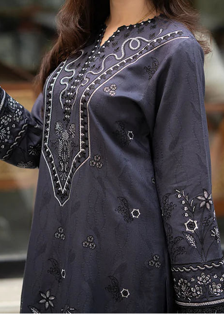 Grace W828-Embroidered 3pc Marina Dress With Printed Shawl.