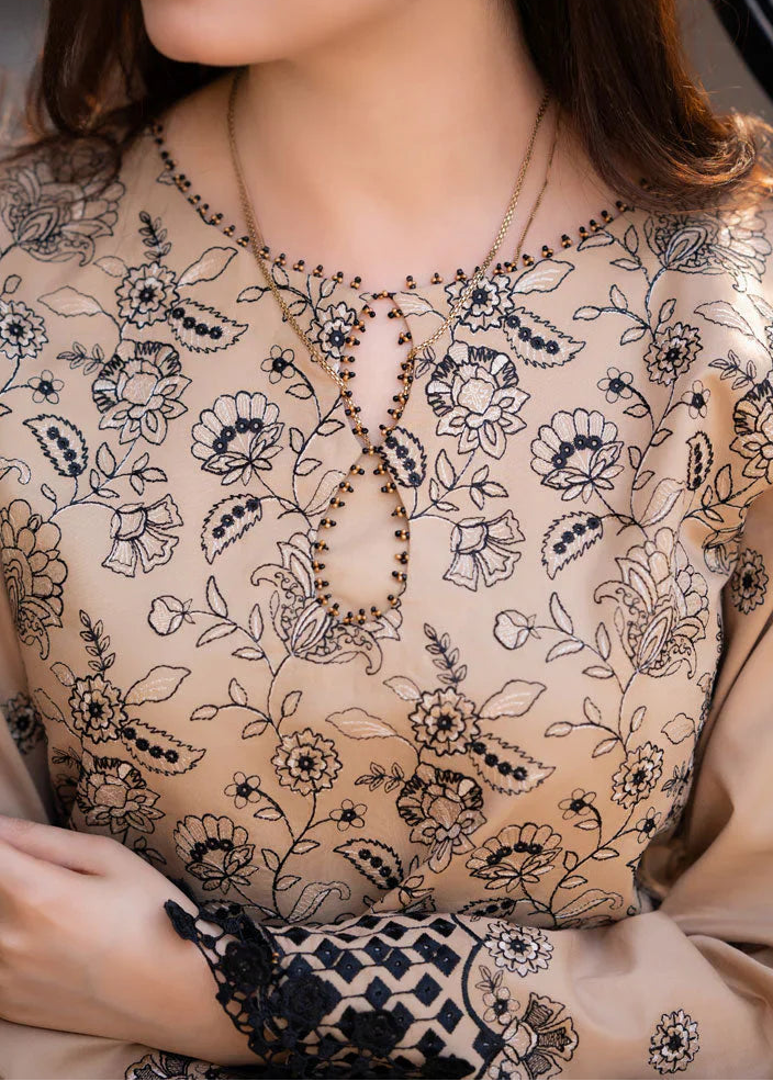 Grace W1011-Embroidered 3pc Marina Dress With Embroidered Chiffon Dupatta.