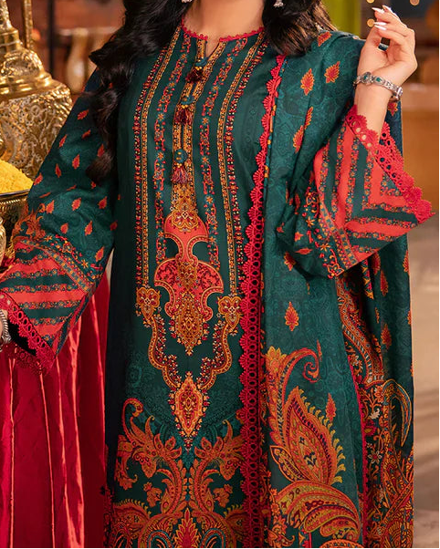 Grace W882 - Digital Printed 3pc Karandi Dress With Digital Printed Karandi Shawl.