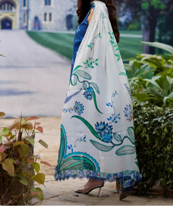 Grace S1209-Embroidered 3pc CHICKANKARI Lawn Dress With Printed Munar Dupatta.