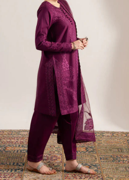 Grace S1286-Embroidered 3pc Lawn Dress With Embroidered Organza Dupatta.