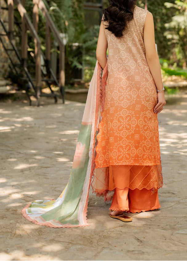 Grace S1365 - Printed & Embroidered 3pc Lawn Dress With Embroidered Sequence Chiffon Dupatta.