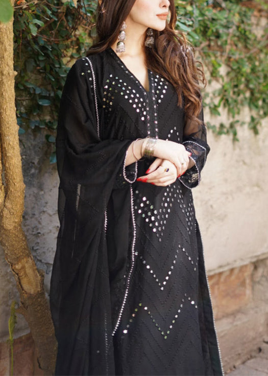 Siyaah – Embroidered Chiffon Unstitched 3Pc Suit